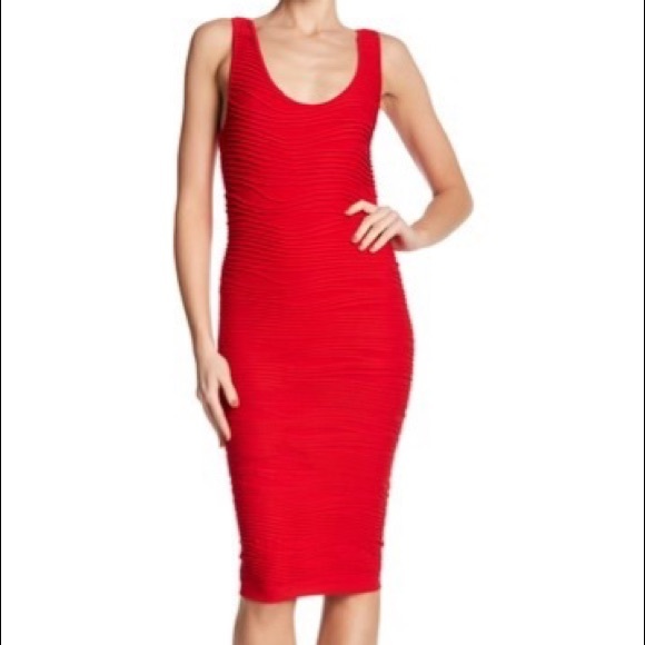 Bebe Scoop Neck Bodycon Textured Dress - Picture 1 of 8